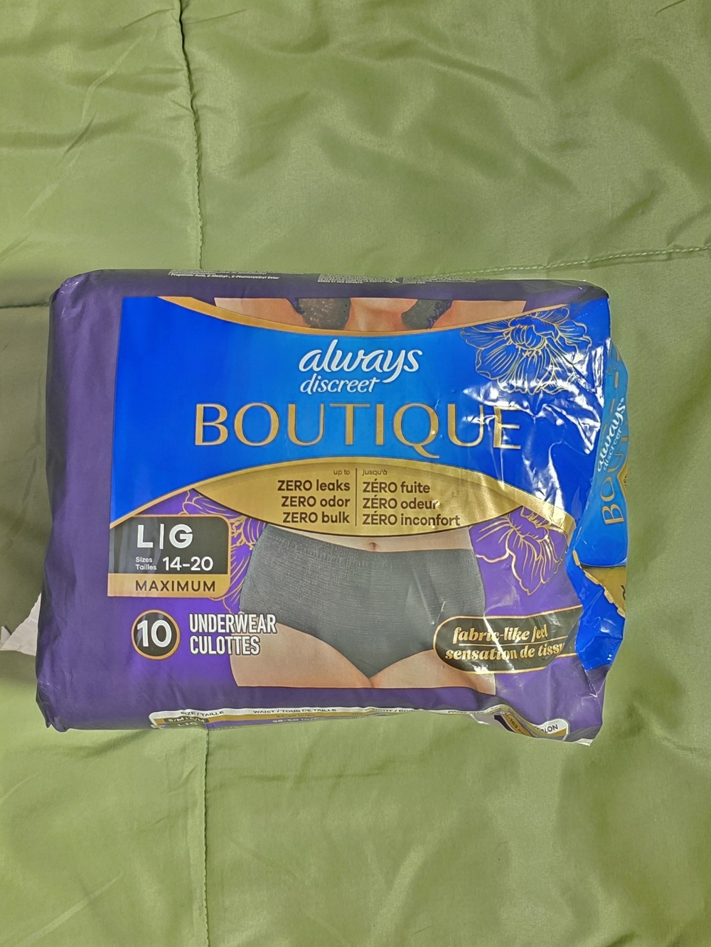 Always Discreet Boutique Incontinence Underwear 10ct, Sz L